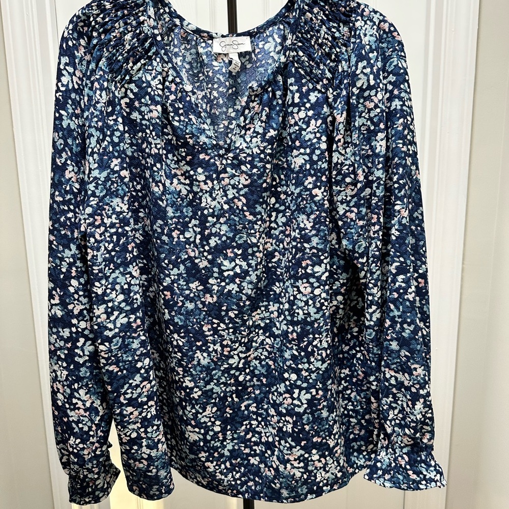 Jessica Simpson Blue Floral Blouse